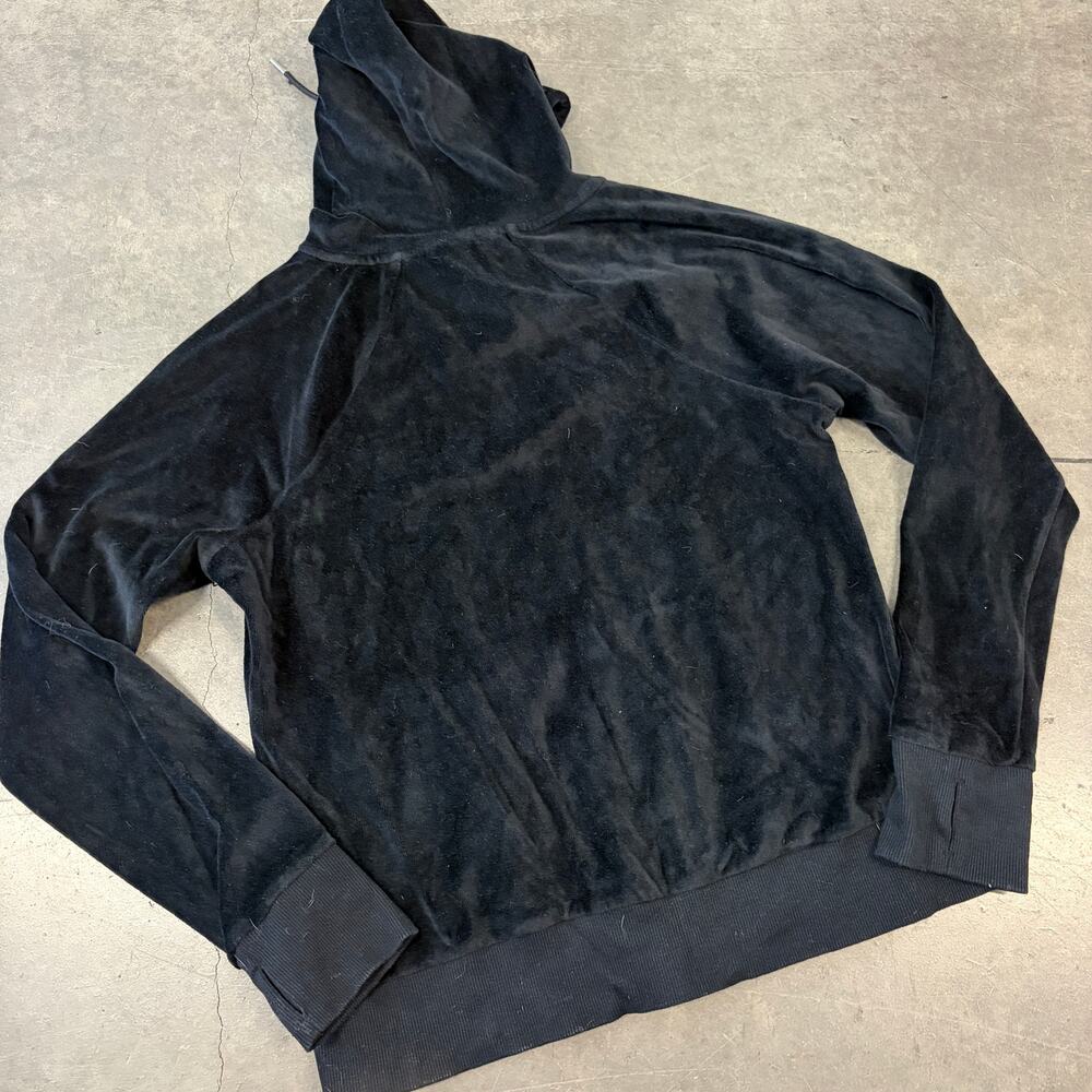 Vintage Y2k Bebe Mcbling Rhinestone Black Velour Full Zip Hoodie Sweatshirt L - Picture 2 of 5